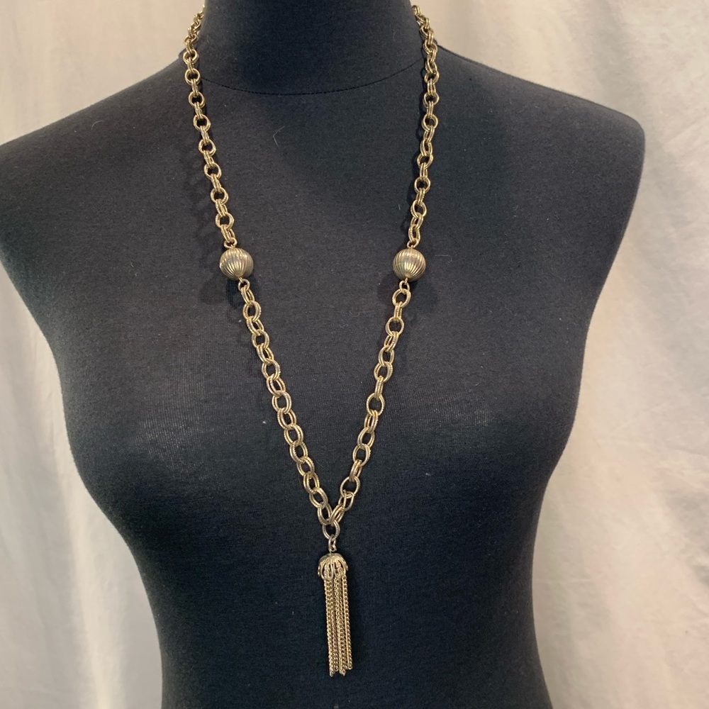 long faux gold necklace